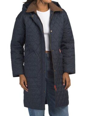 HUNTER Midnight Alison Diamond Quilted Coat With Detachable Hood
